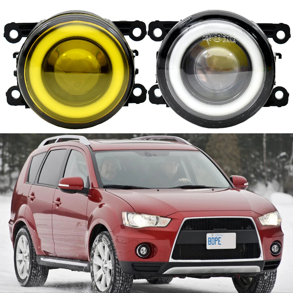 2pcs/pair H11 LED Fog Lamp Assembly Angel eyes Fog Light 90mm For Mitsubishi Outlander XL 2010 2011 For Mitsubishi ASX 2013 2014