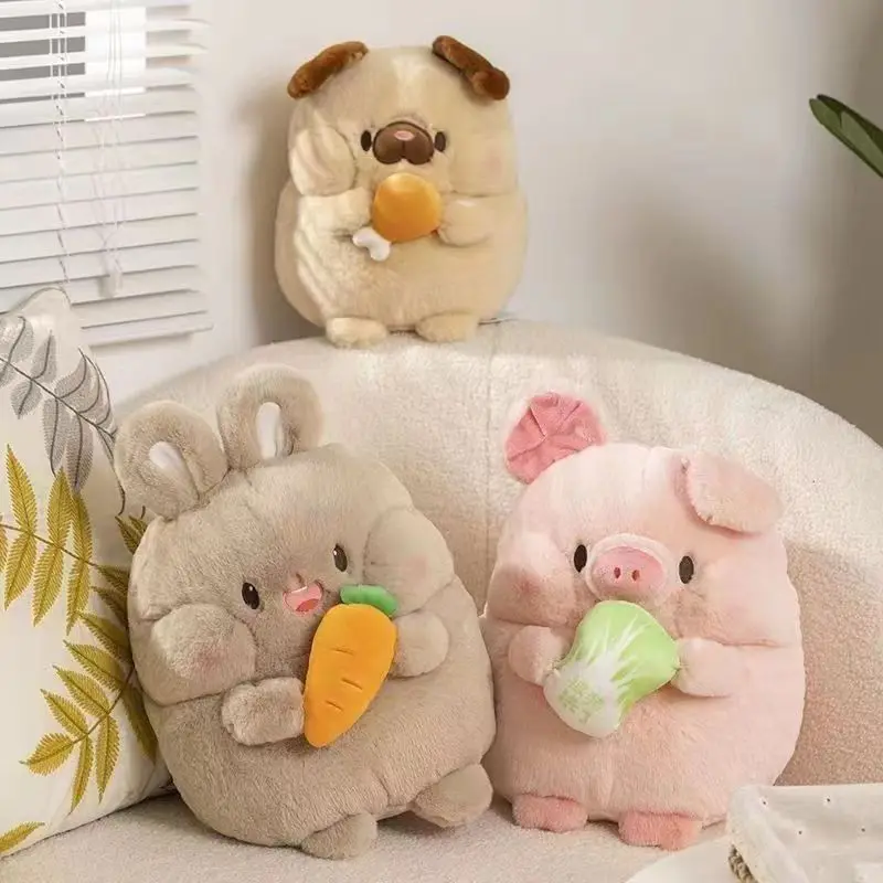 Cute Cartoon Animal Stuffed Plush Toys Cute Little Dogs Holding Chicken Legs Home Decorations Cushions Pillows Children's Gifts