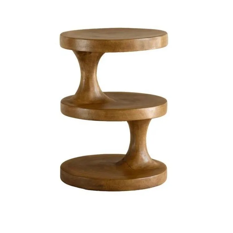 

Medieval wabi-sandy wind designer creative B & B hotel living room full solid wood edge flower stand