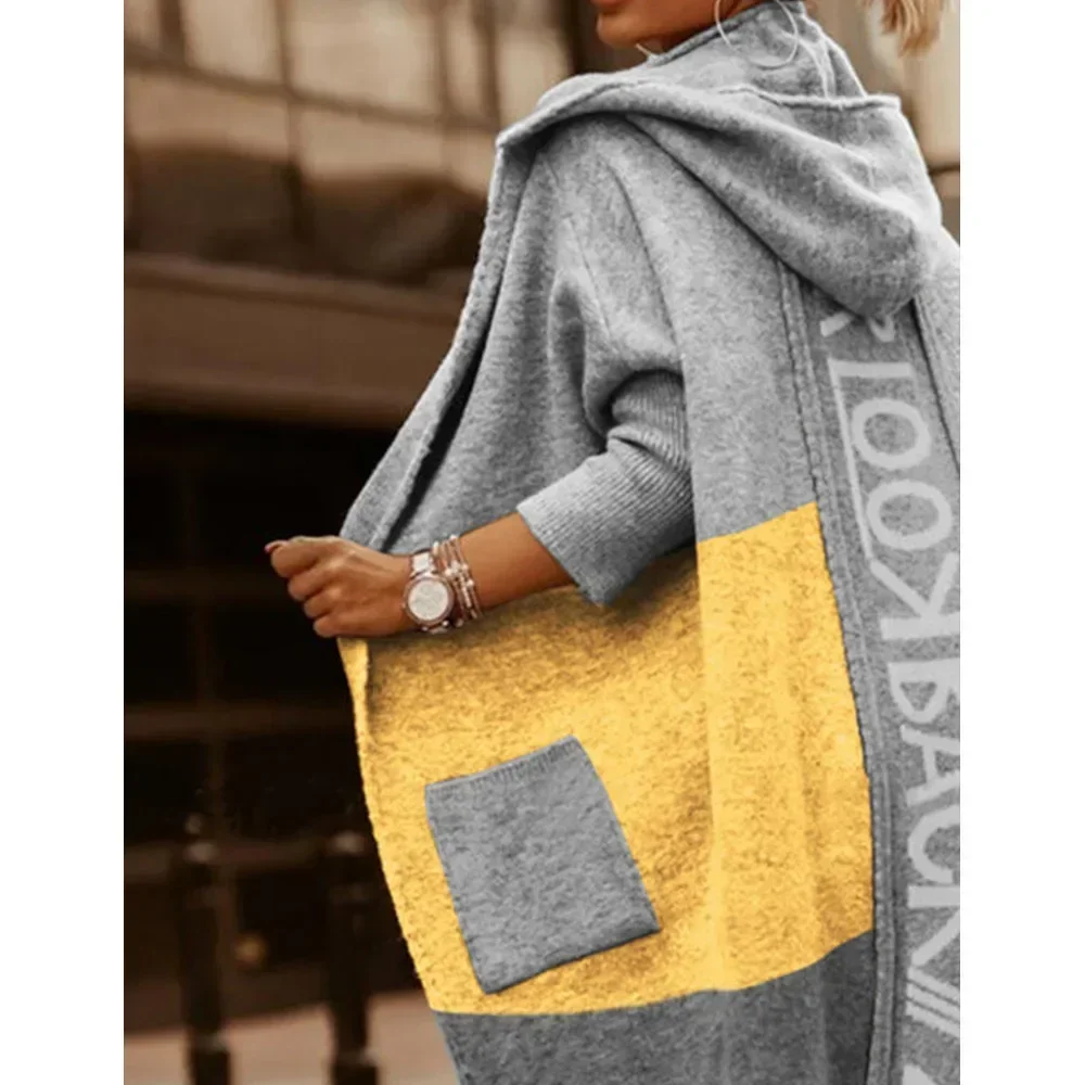 Knit Sweater Women Cardigans Spring Autumn Winter Letter Maxi Loose Soft Coat Korean Long Knitted Jacket Cardigan Sweater