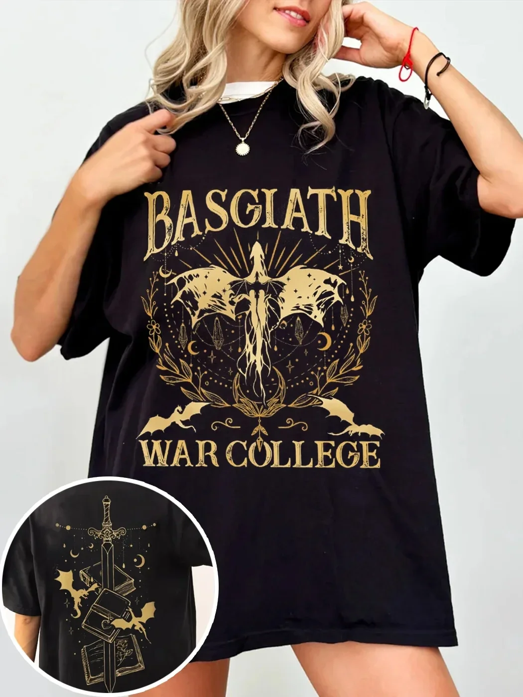 

Double Sided Fourth Wing Dragon Rider Tee Shirt Basgiath War College T Shirts Men Women Vintage Harajuku Tops Tee Summer New