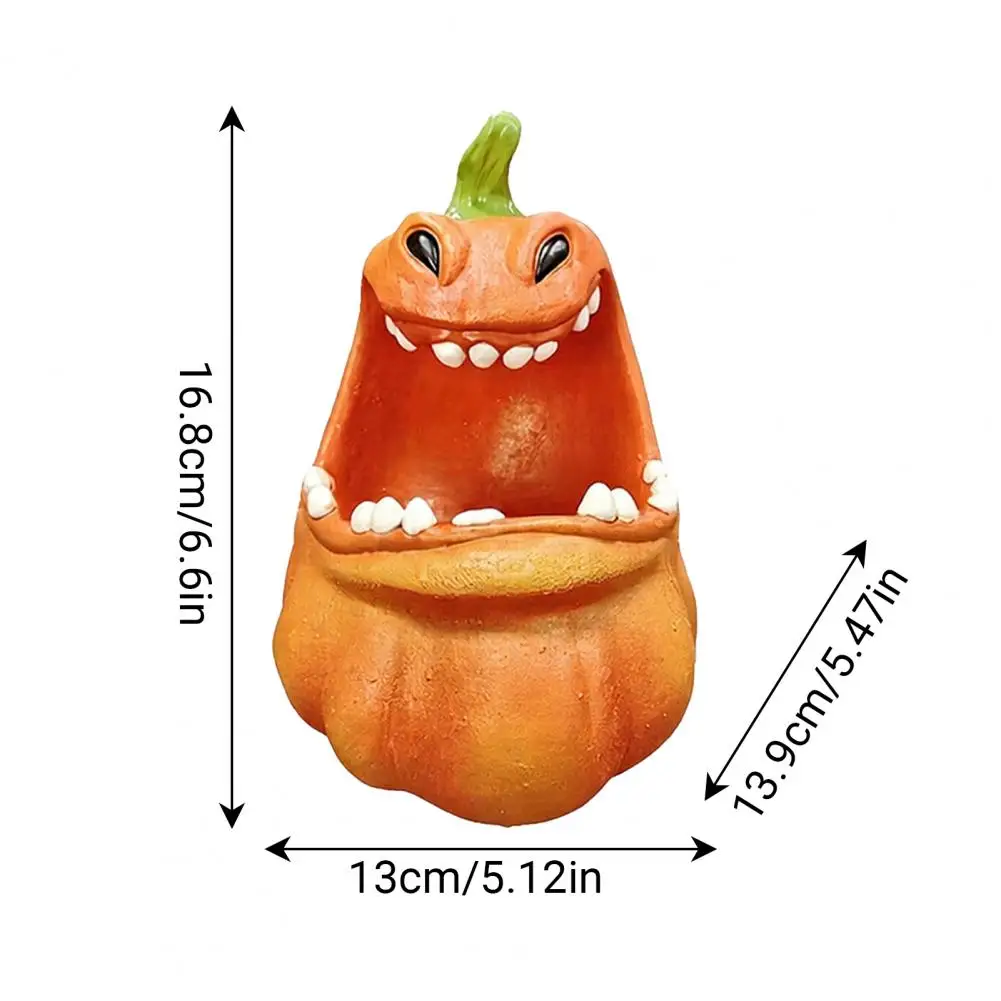 Halloween Pumpkin Storage Box Big Mouth Cartoon Pumpkin Resin Figurine Jewelry Keys Container Desktop Decors view 6