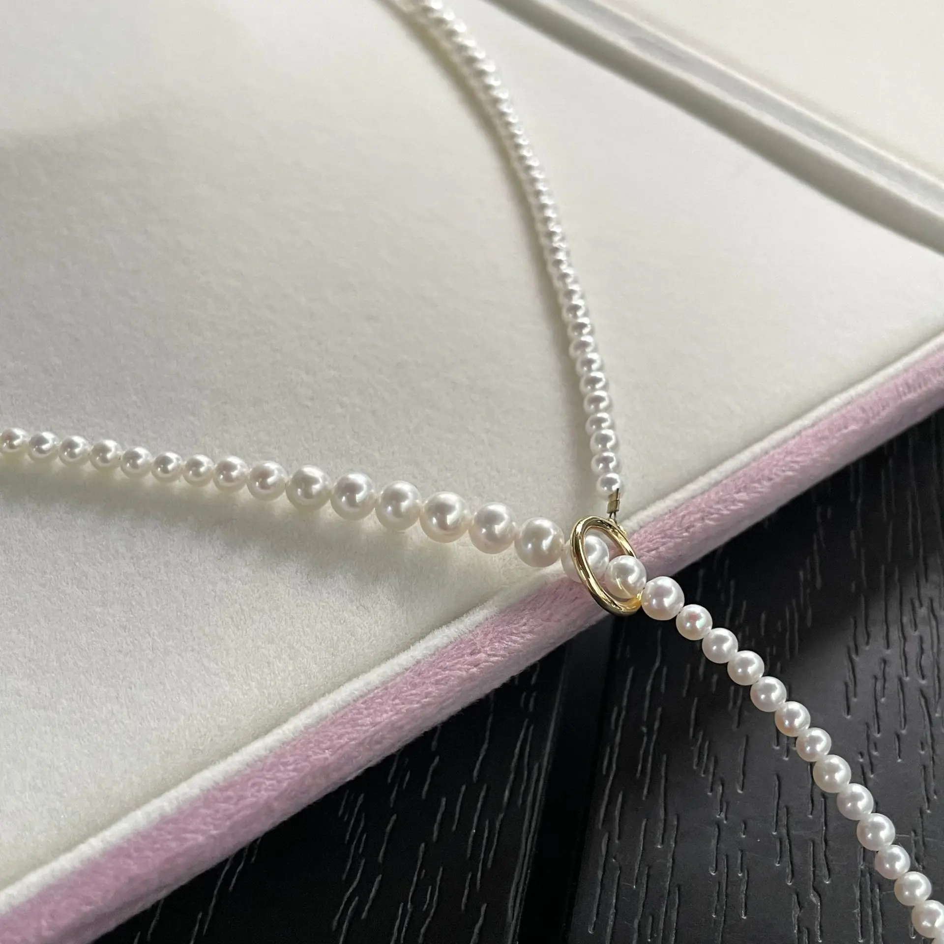 4-6mm Natural Freshwater Pearl Necklace, Near Perfect Round Strong Luster Graduated Sweater Chain 60cm, Versatile Jewelry Gift