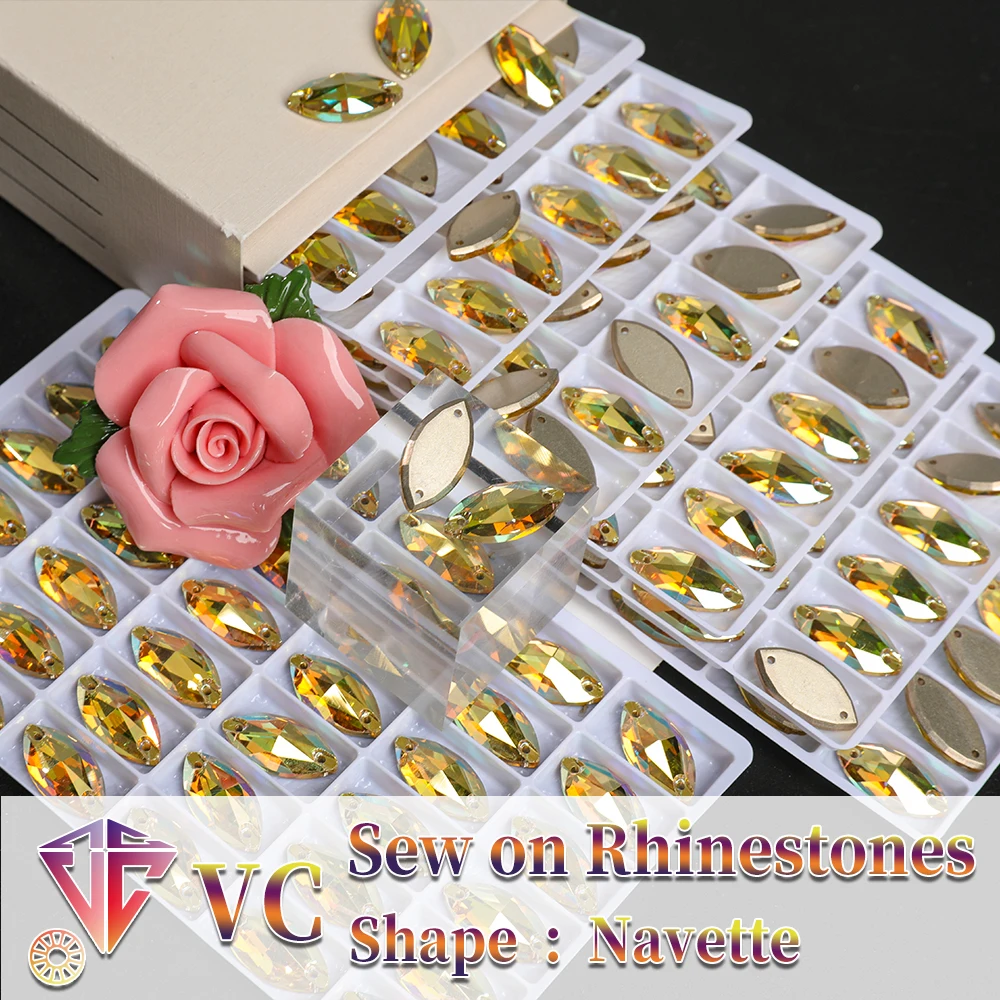 

VC Navette K9 High-quality chamfer glass flat button hand sewn rhinestone suitable for creative clothing and shoe accessories