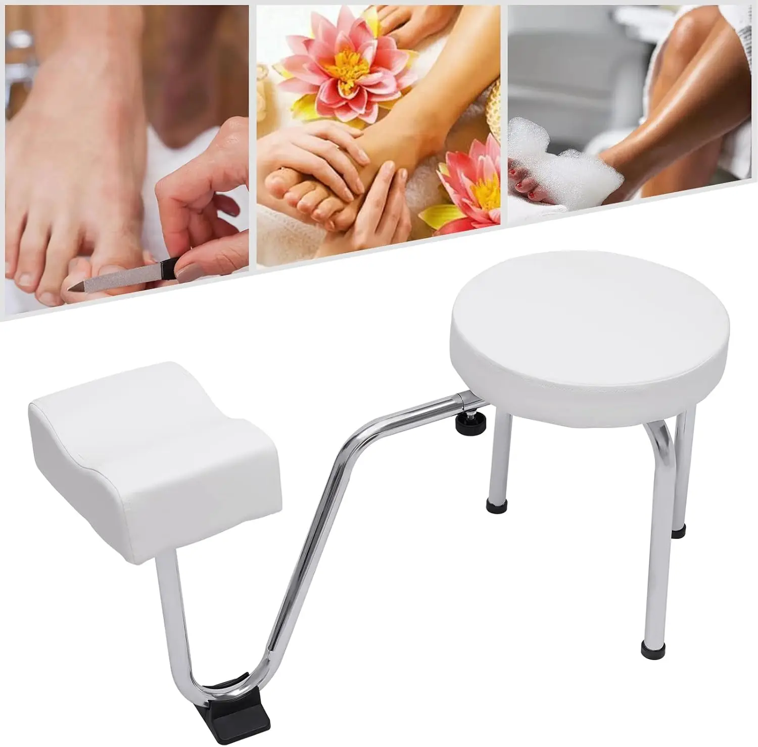 Taburete de pedicura de spa de salón de estilo moderno, taburete de reposapiés, altura de silla ajustable, taburete de pedicura de uñas portátil ligero