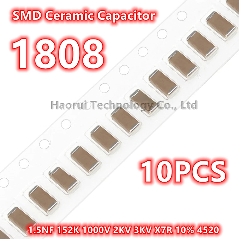 مكثف سيراميك SMD أصلي ، 1.5nf ، 1.2 K ، line ، 1.2 kv ، 2kv ، 3kv ، X7R ، ، 10 ma
