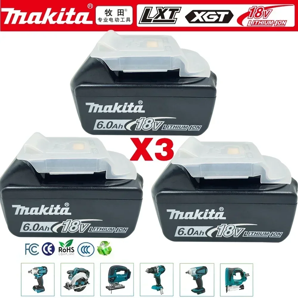 

100% Original Makita Rechargeable Power Tool Battery, Replaceable LED Lithium-ion, 6.0 Ah 18V LXT BL1860B BL1860BL1850 BL1830