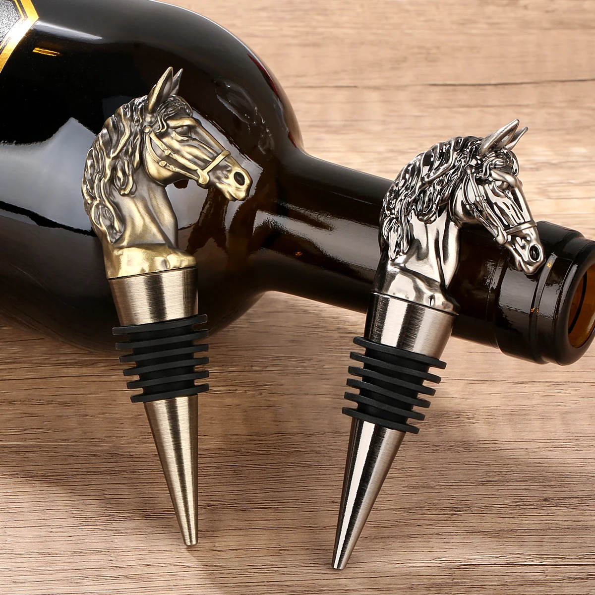 

Exquisite Metal Horse Head Decor Wine Bottle Stopper with Black Bag Unique Wine Gift Bottle Stoppers Kitchen Bar Tools New 2025