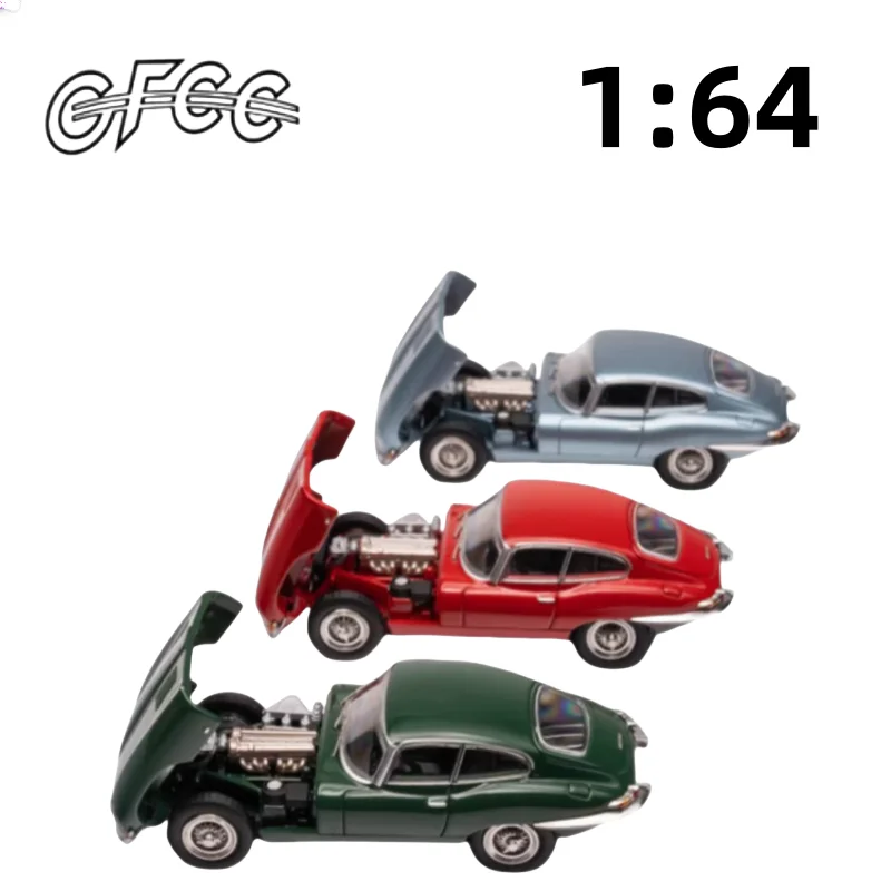 1:64 1961 Jaguar E-Type open cover green simulation alloy car model for children's holiday gifts, boys toy collection model.