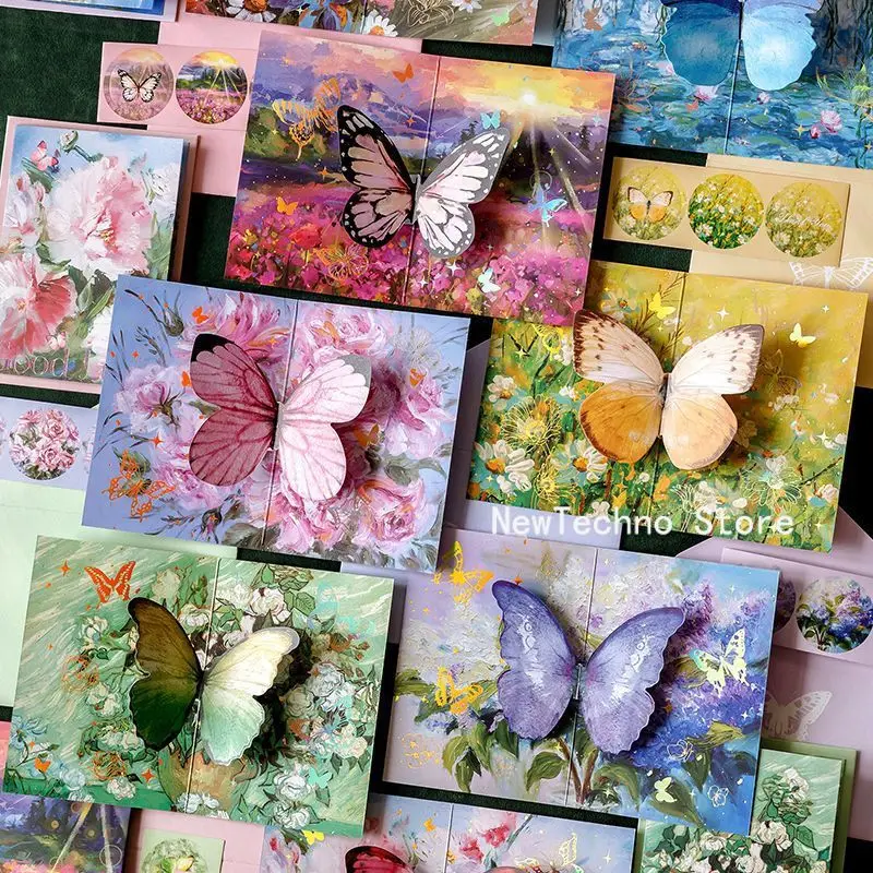 1pcs 3D Butterfly Card Pop-Up Greeting Cards Marry Christmas Greeting Card  Kids Gift Memorial Day Greeting Cards Birthday Card