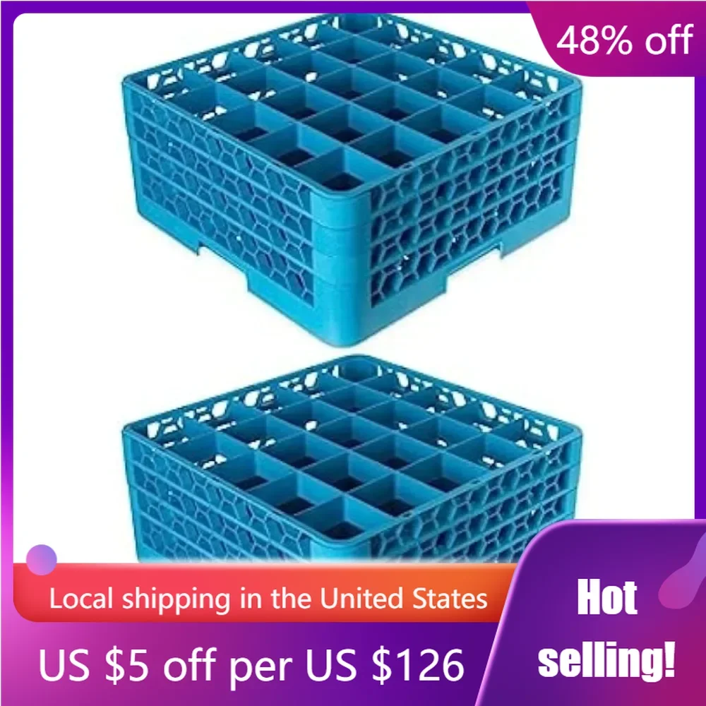 

Blue Wine Rack OptiClean Plastic 25-Compartment Divided Glass Rack Home and Kitchen Barware Dining Bar Garden Freight free