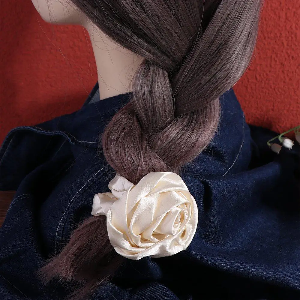 Large Intestine Hair Ring Girl Hair Band Silk Satin Hair Tie Korean Style Headwear Women Hair Accessories Rose Hair Rope