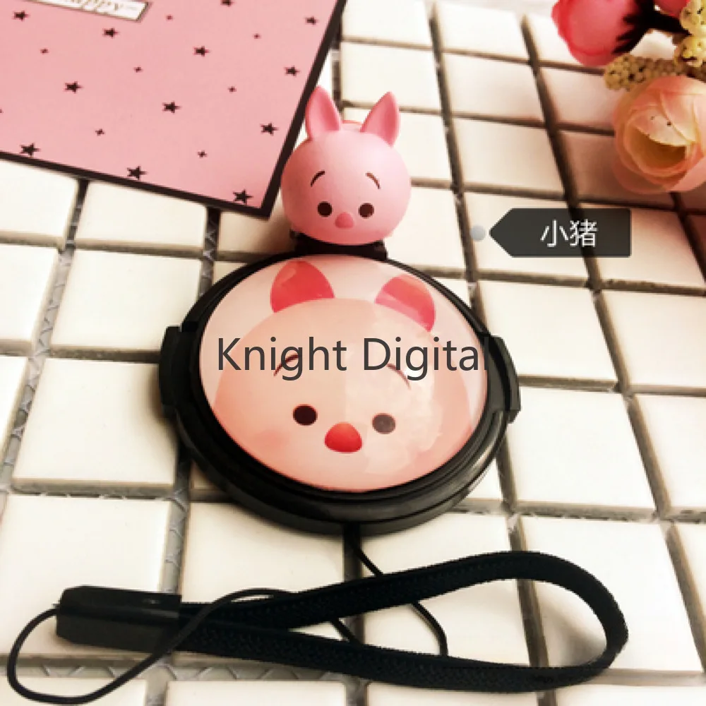 For CANOM EOS M6 M50 II M100 M200 EOSm3 m5 M10 15-45mm mirrorless Lovely 3D Cartoon Pig Camera 49MM Lens Cap Hot Shoe Cover