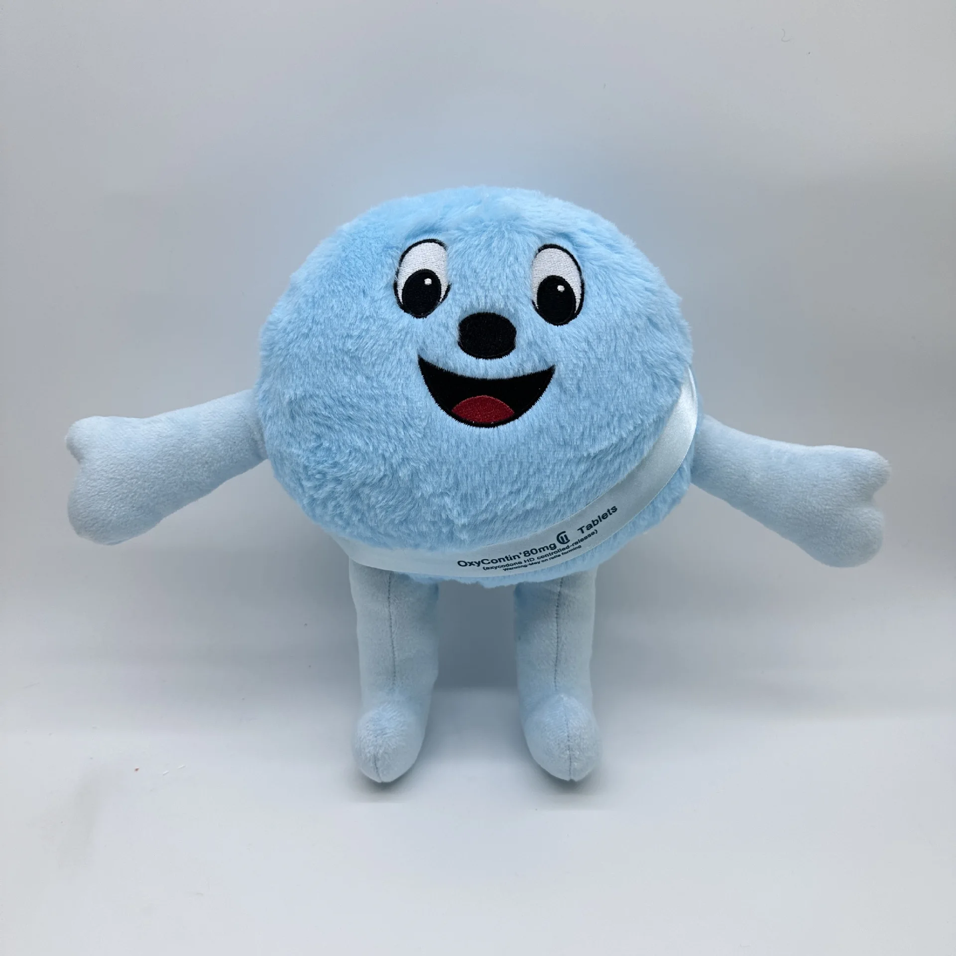 Blue Round Plush Toy - 38cm Soft & Cuddly Stuffed Ball with Arms for Kids, 205g Lightweight & Huggable