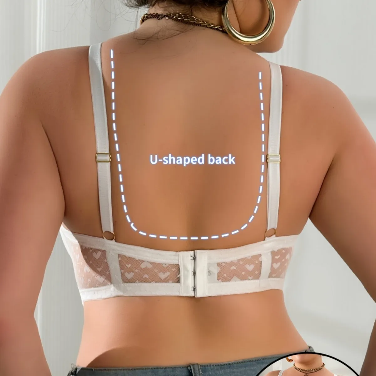 Large Size Sexy Hollow Flash Diamond Lace Up Bra for Women Soft Underwire Gathering Lifting Non-empty Cup Lingerie