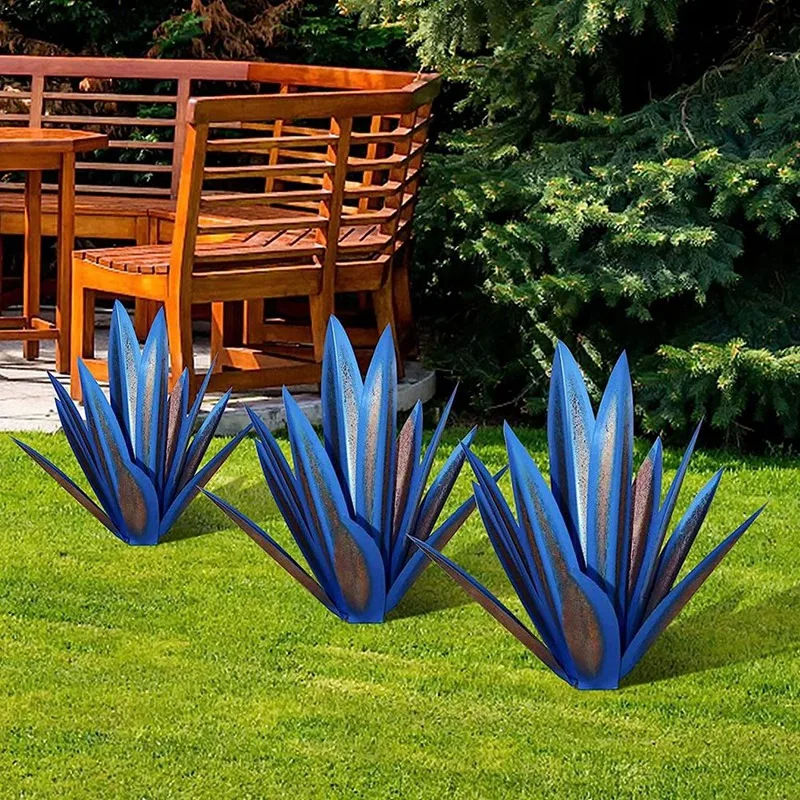 Tequila Rustic Sculpture Metal Agave Plant Rustic Hand Painted Garden Ornaments Outdoor 27Cm