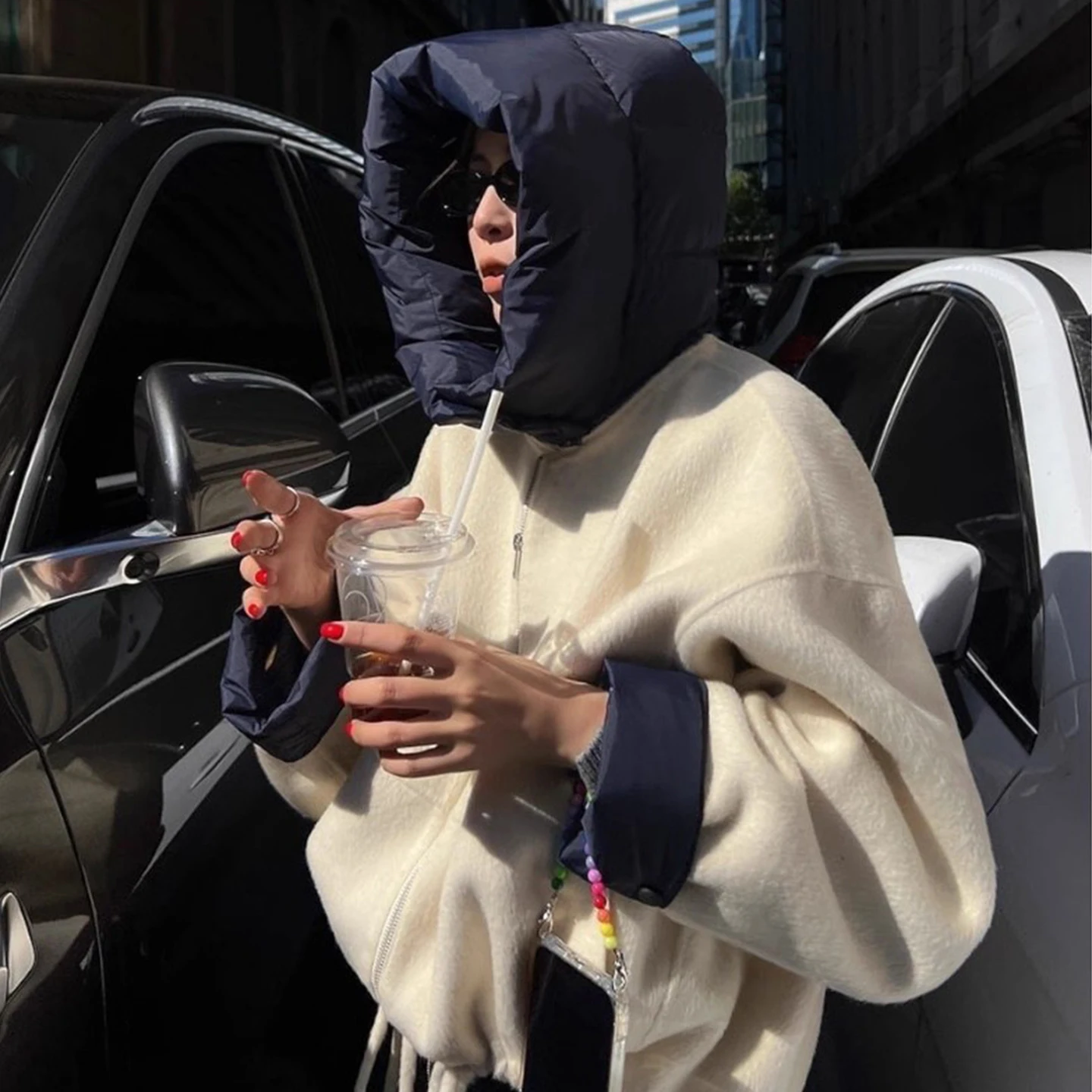 Cappotto di lana Blo ort di colore impiombato retrò Cappotto invernale da donna Nuovo design Dstring Cotton Jaet Coreano Sle Loose Fit Long Sl...