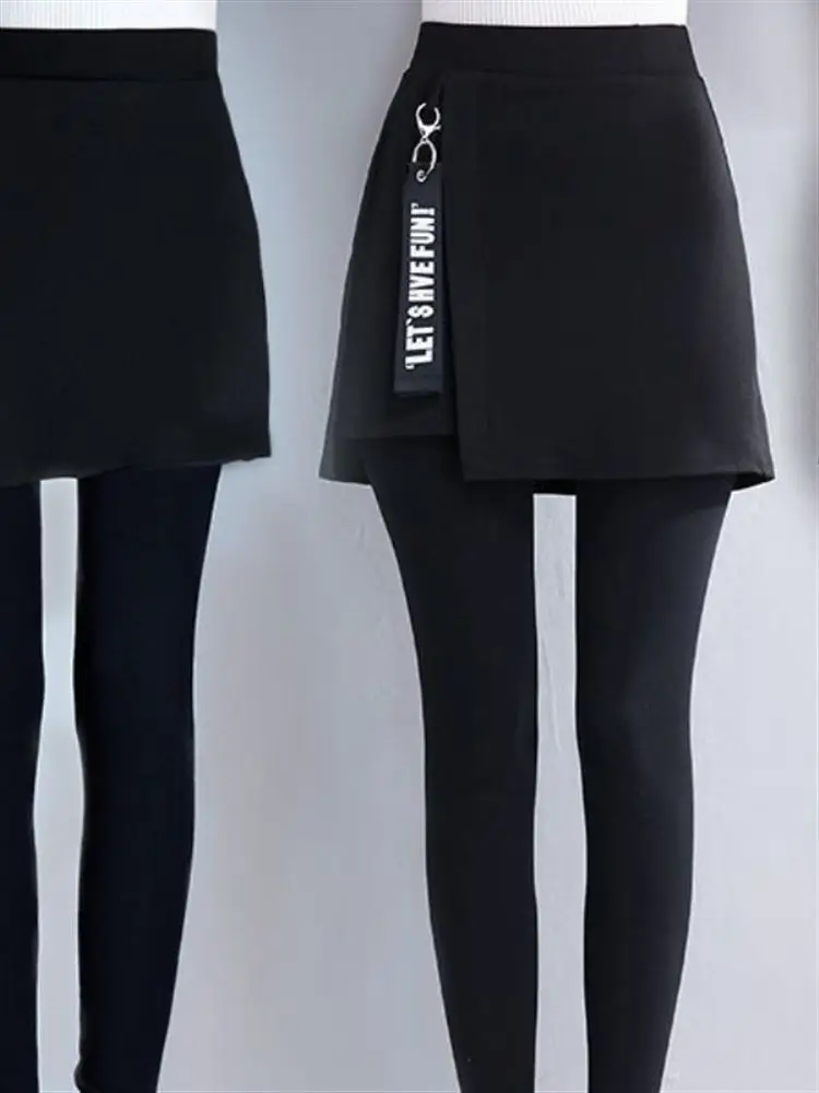 

Thiened Fce Autumn Winter Leggings Women's Outerwear Slimming Pencil Pants Inteated Skirt Design Casual Long Trousers