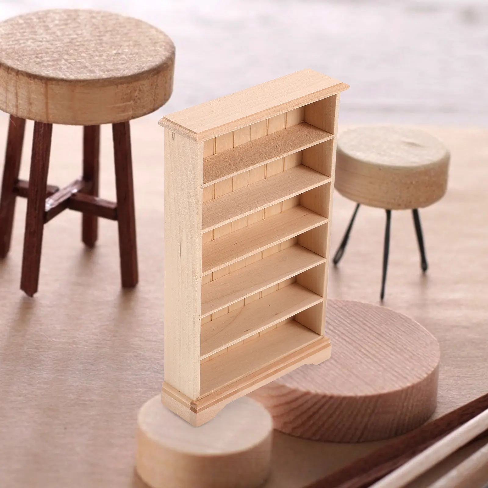 

Miniature Wooden Book Shelf For House Furniture Mini House Decor Micro Landscape Bedroom Living Room Accessory