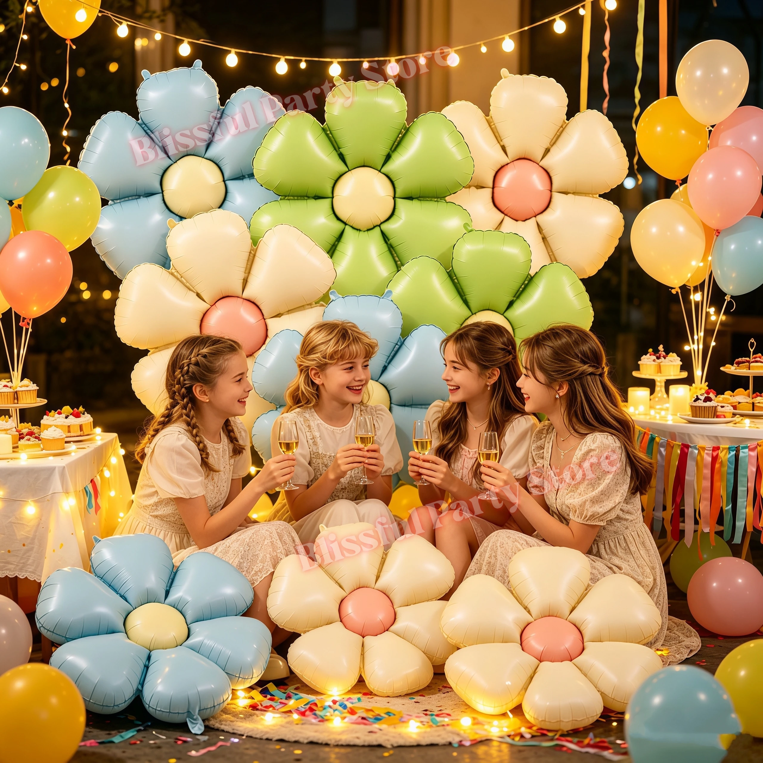 6 Stück Matte Candy Daisy Ballons Aluminiumfolie Ballons Sonnenblumen-Ballons Mädchen Babyparty Geburtstag Party Foto-Requisiten Hochzeitsdekoration