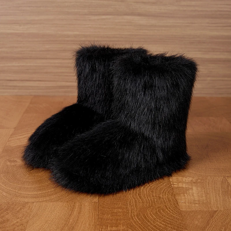 Winter Flauschige Stiefeletten Weibliche Casual Plattform frauen Schuhe Plüsch Luxus Designer Indoor Outdoor Fuzzy Pelz Schnee Booties Trend – Detail 9
