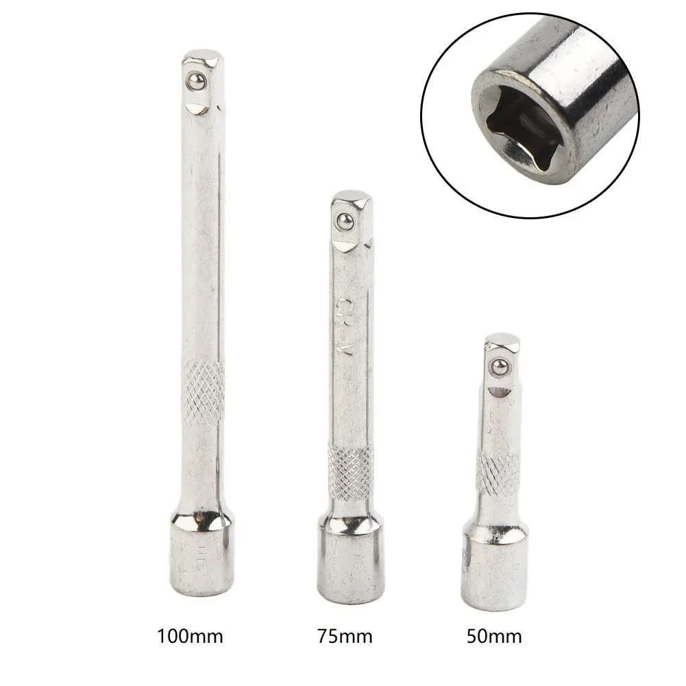 1/4 Inch Chromed Steel Extension Bar Ratchet Socket Wrench Adapter 50/75/100MM For Hand Repair Tools Accessories