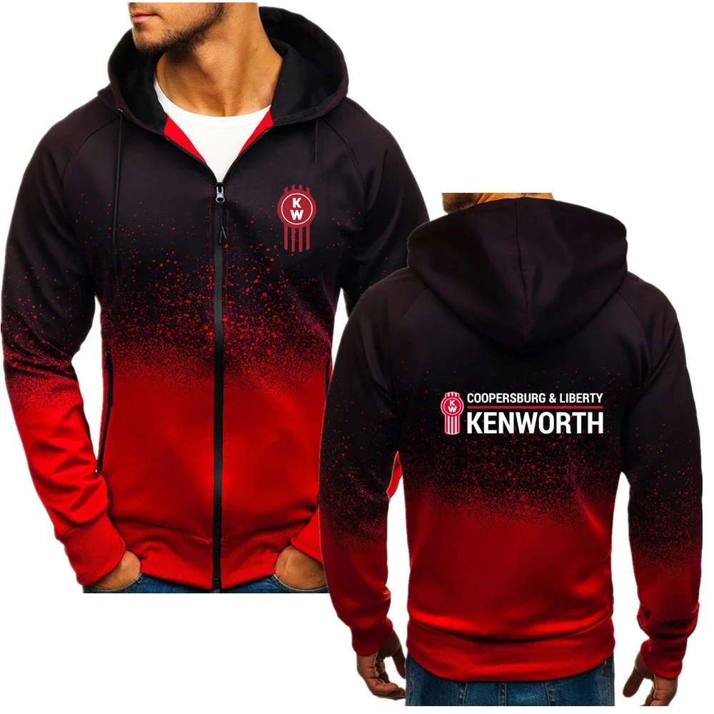 Selling New Kenworth Logo Print Custom Made Men Zipper Hoodie Jacket Cotton Quick Dry Hooded Casual High Street Man Sportswear