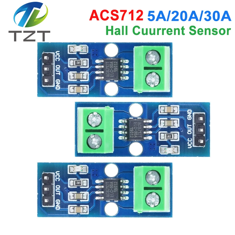 TZT 1/3PCS Hot Sale ACS712 5A 20A 30A Range Hall current detection module ACS712 module for arduino 5A 20A 30A
