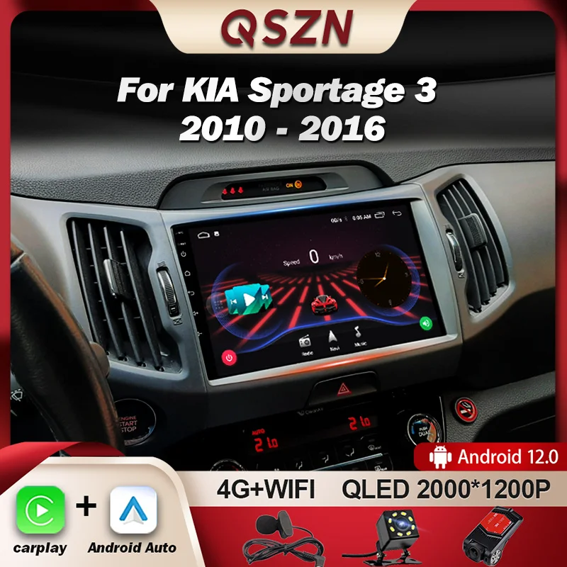 

QSZN For Kia Sportage 3 SL 2010 - 2016 Car Radio Multimedia Video Player Navigation GPS 4G Carplay Android 12 Autoradio 2K QLED