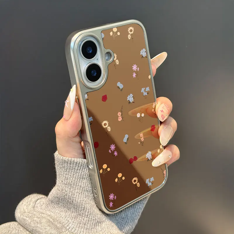 Ins الأزهار يطبع جراب هاتف آيفون 11/12/13/14/15/16/17 برو ماكس الهواء زائد الايبوكسي جراب هاتف بولي TPU مكافحة الإفلات