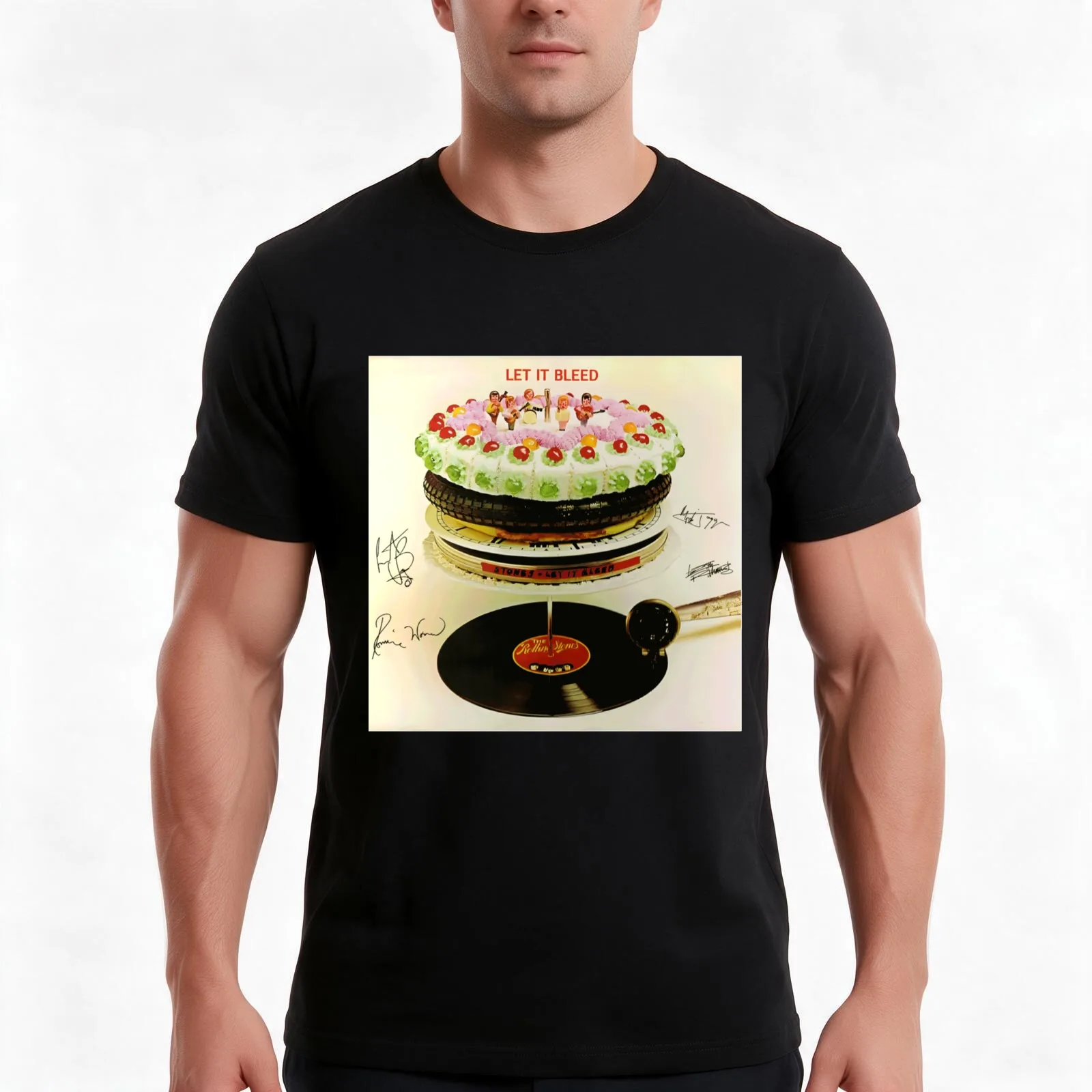Let It Bleed Album Birthday Cake T-Shirt, Summer Casual Cotton Tee, Oversized Streetwear Tops, Vintage Graphic Print