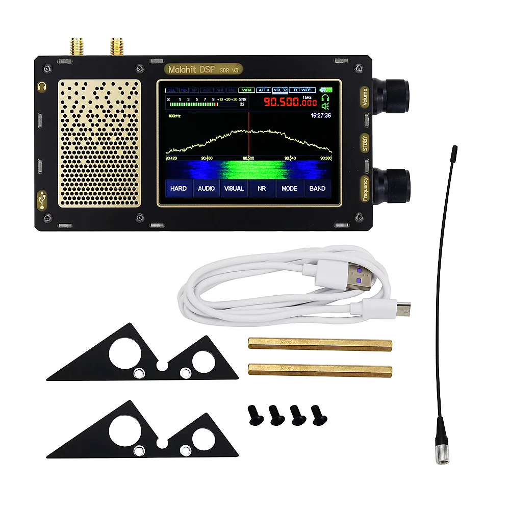 Imagem -06 - Dual Antenna Malachite Radio Versão Mais Recente 1.10d Malahit-dsp Stereo Portátil 3ª Versão Receptor Sdr 50khz2ghz v3 Novo