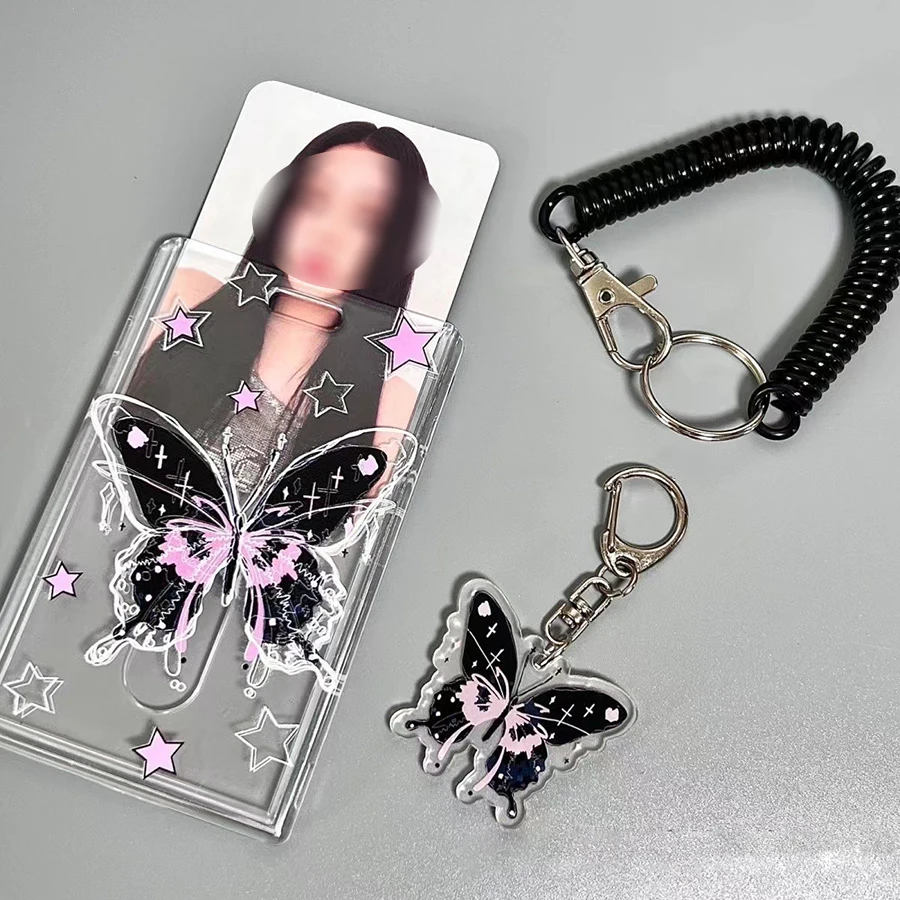 Sharkbang 1 set porta carte d'identità scolastiche con farfalla in acrilico, custodia per carte per studenti universitari, organizer per forniture educative