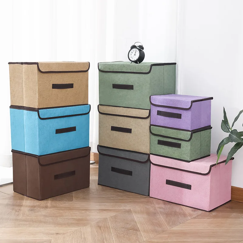 Cube Non-Woven Folding Storage Box For Toys Clothes Storage Bins With Lid Home Closet Office Nursery  Storage Box