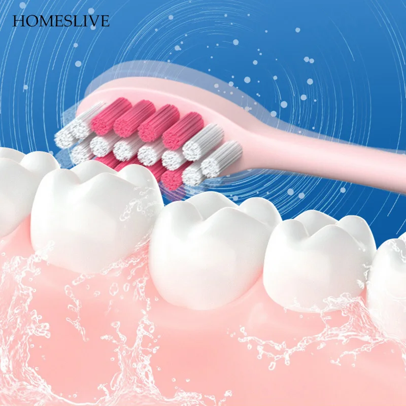 HOMESLIVE 1set Vibrating Adult Charging Electric Toothbrush Sonic 5-mode Sets Replacement Head Waterproof Strong