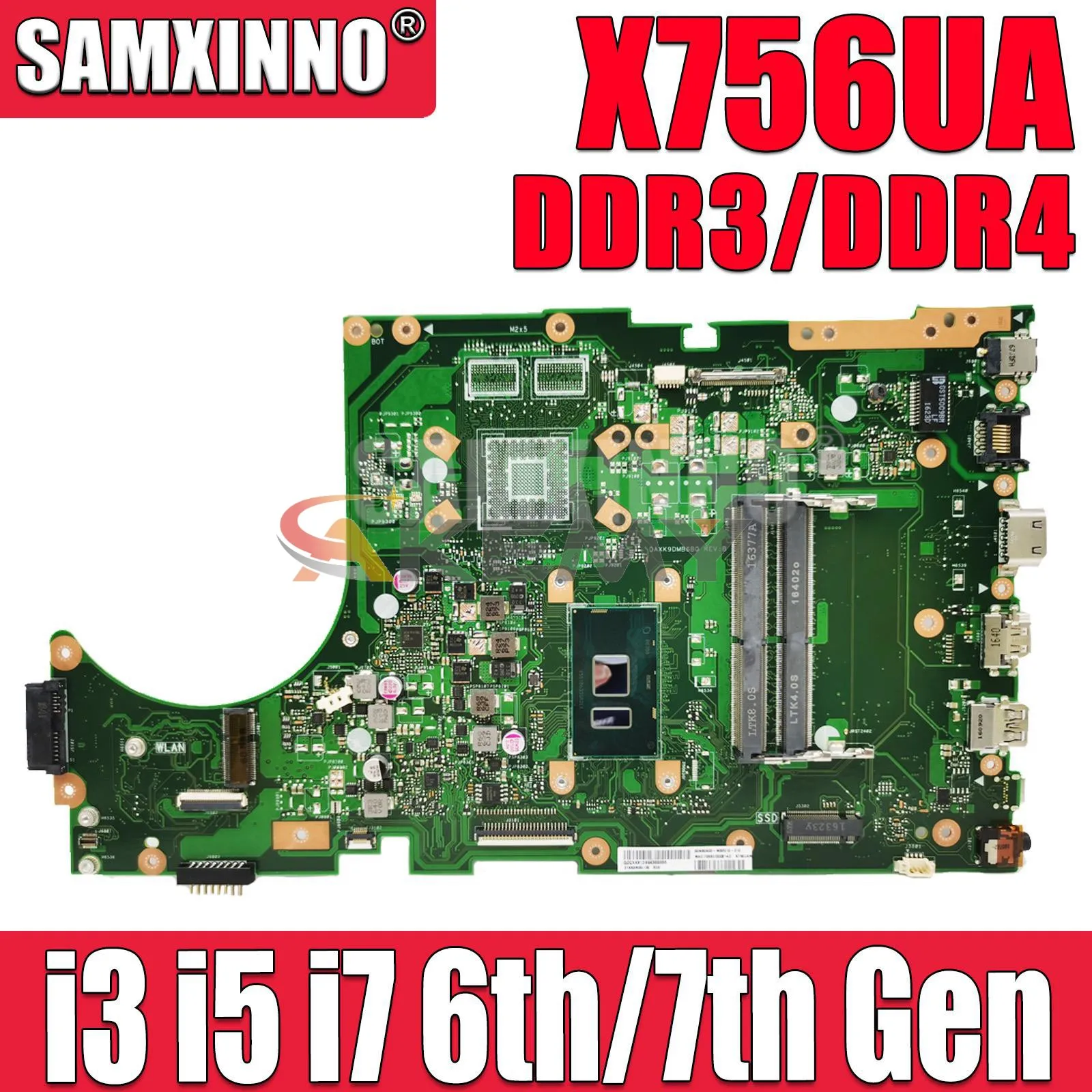 SAMXINNO X756UA Motherboard For ASUS K756UV X756UV X756UAK X756UJ X756UXM X756UQK Mainboard with I3 CPU DDR3