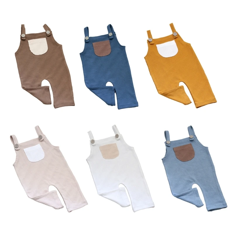 

Newborn Photo Props Knitting Suspender Pants Posing Clothes Baby Photography Overalls Infant Photoshooting Costume