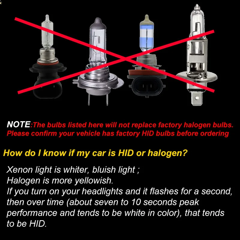 For BMW X5 E70 2007 2008 2009 2010 2011 2012 2013 6000K HID Xenon Headlight Bulb High Low Beam (Only Fit Original Bulb Is Xenon）