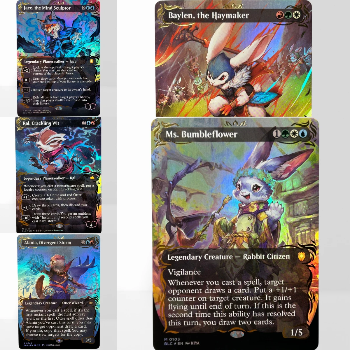 BLB BLC Raised Foil TCG Proxy Mágico Jace, el Escultor de Mentes, Alania, la Tormenta Divergente, Ral, el Espírito Brillante, Núcleo Negro Alemán