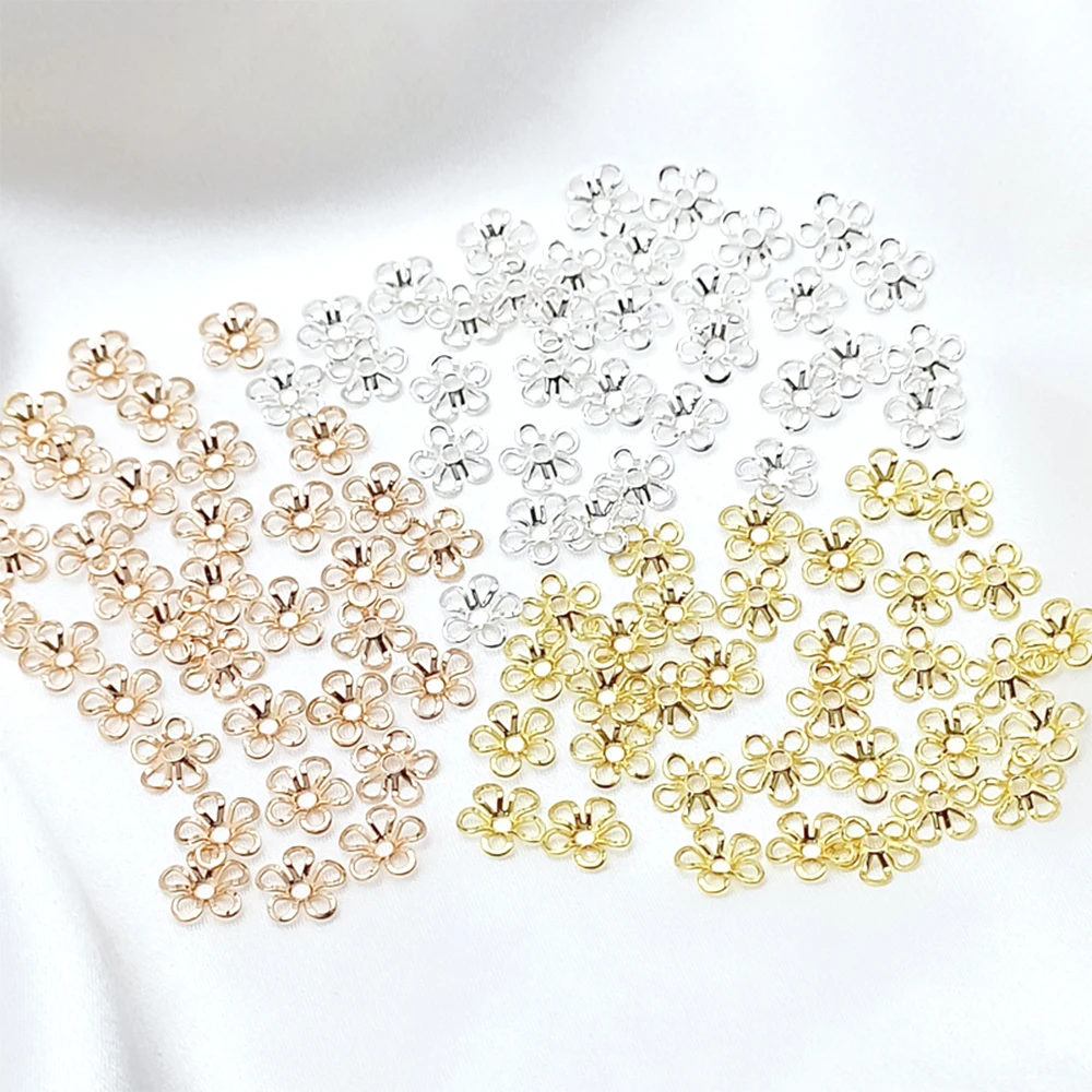 30 Pieces Brass Coated Gold Hollow Out Flower Hat Bead Holder DIY Jewelry Making Necklace, Bracelet, Hair Accessory Material