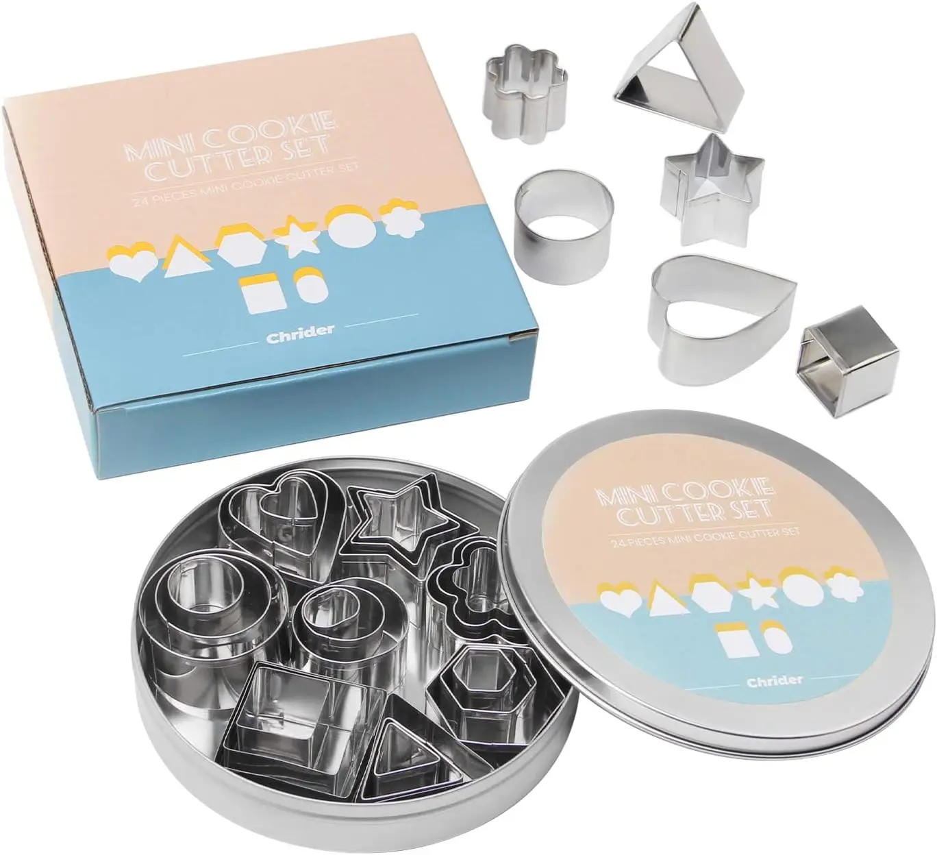 

24 шт./компл., форма для печенья из нержавеющей стали, форма для печенья «сделай сам», звездное сердце, круглая форма цветка, резак, форма для выпечки, инструменты, форма для фруктовой резки яиц