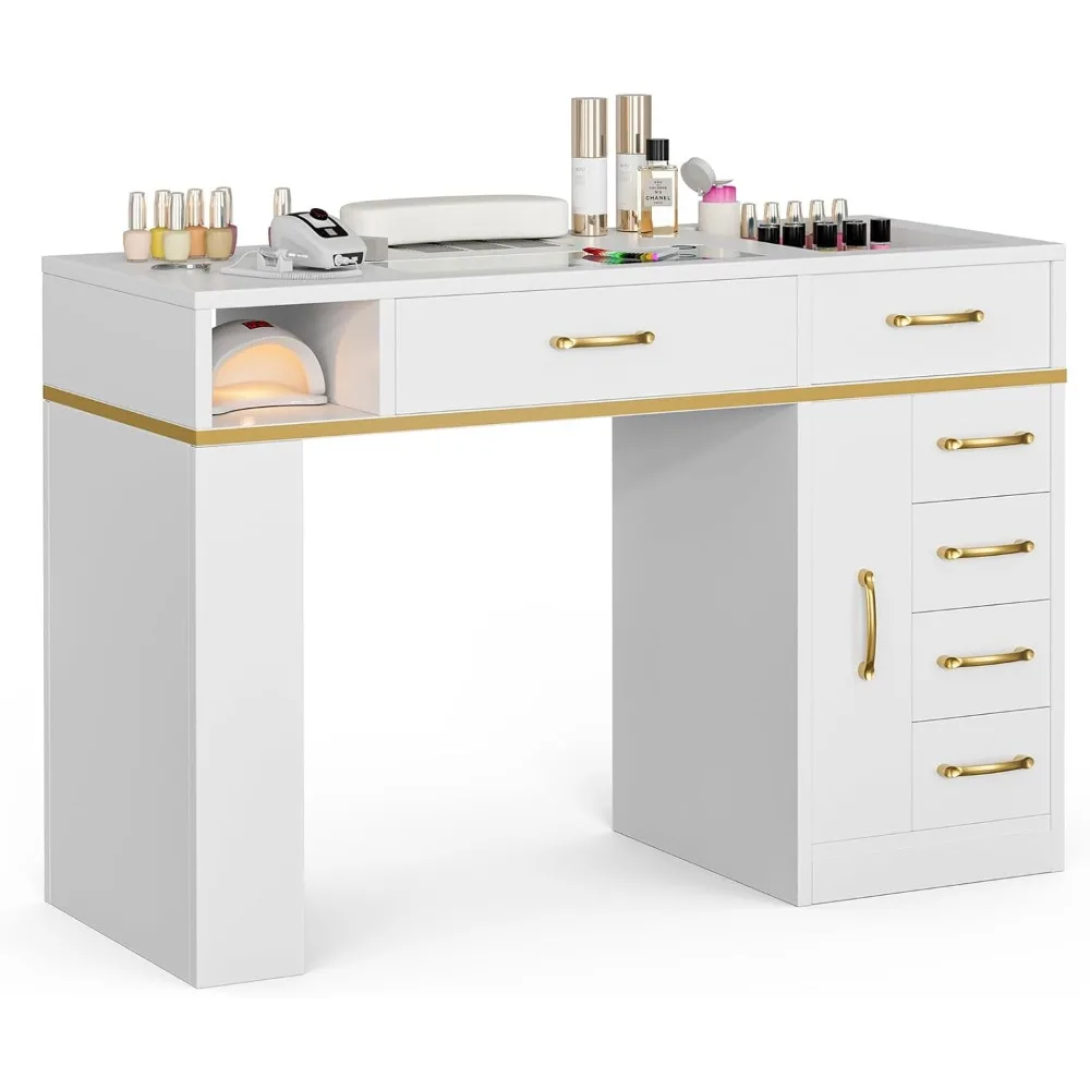 

Маникюрный стол с пылесборником, стеклянная верхняя часть Nail Tech Table Станция для ногтей