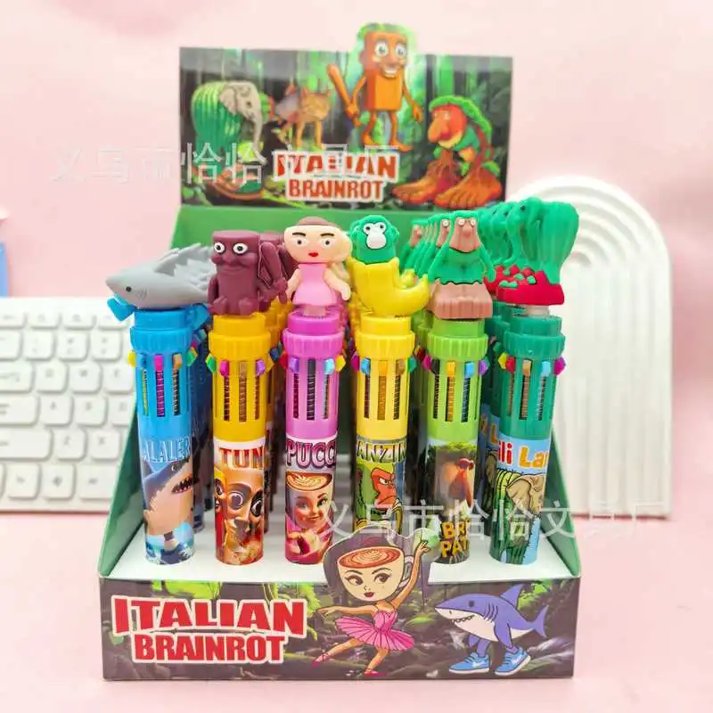 

6/36 шт. Tung Sahur итальянский Brainrot деревянная палочка 10 цветов шариковая ручка гелевая ручка студенческие принадлежности инструменты канцелярские товары оптом
