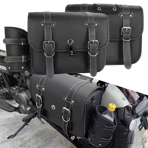 1 Pair Motorcycle Saddlebags PU Leather Luggage Pouch Side Tool Bag Saddle Bags For Harley Sportster XL 883 XL 1200