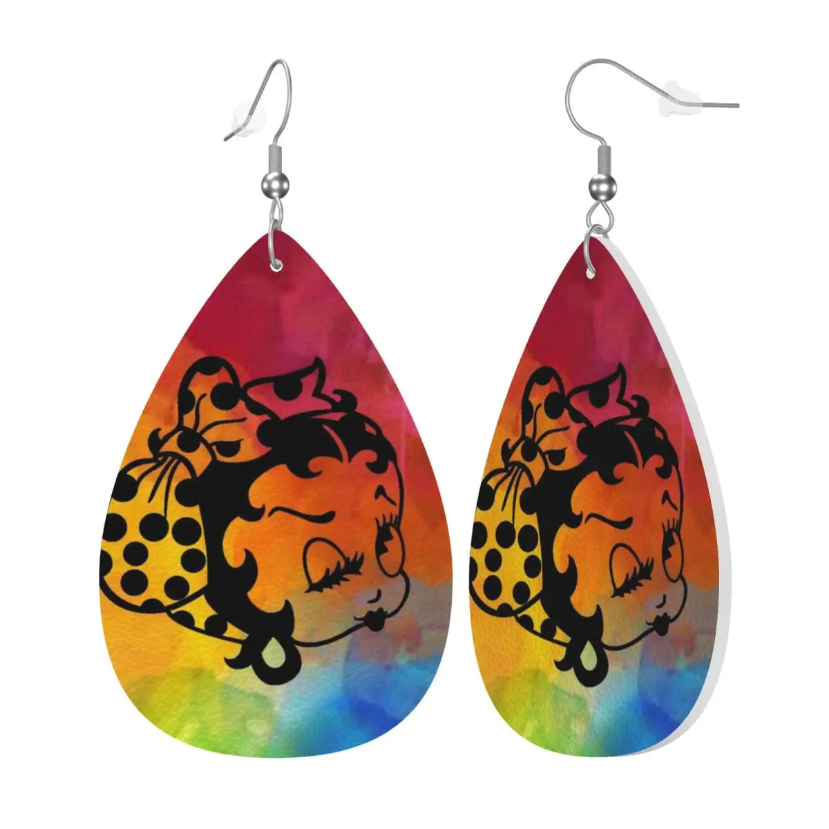 Custom Cute Betties Cartoon Boop PVC Leather Earrings Dangle Earrings Jewelry For Women Comic  For Wife Mother Gift