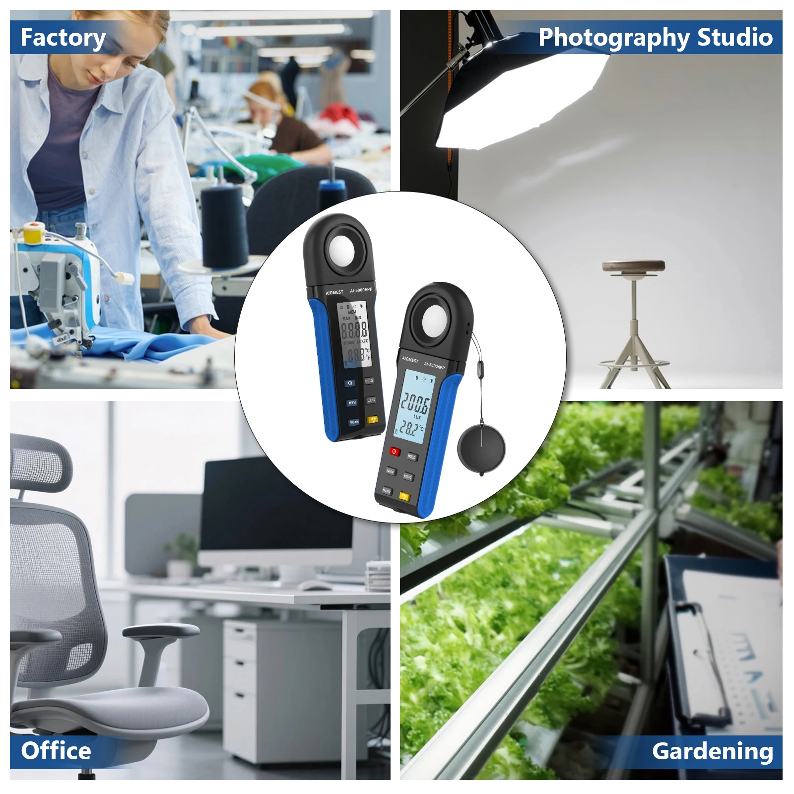 

Blue Type Digital Light Sensor Lux Reader APP Connected Brightness Measuring Device Portable Handheld