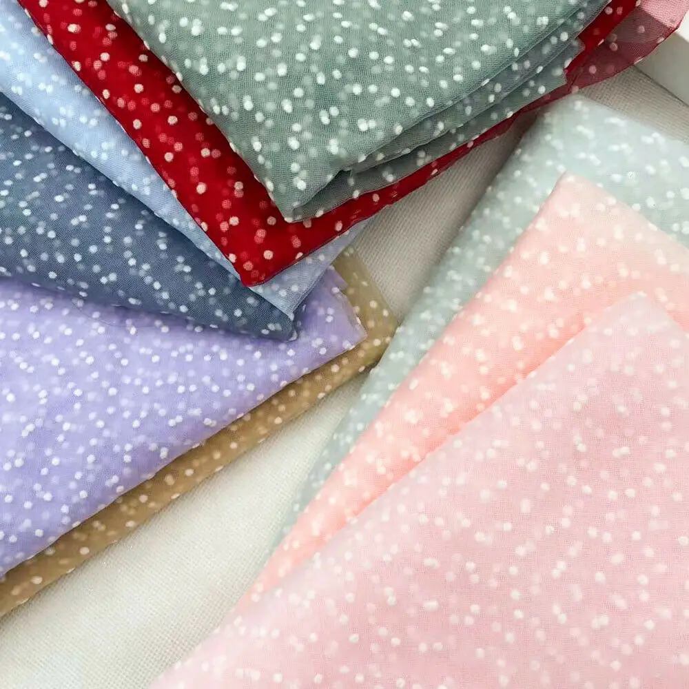 Flocked White Polka Dot Mesh Tulle Net Fabric High Quality DIY Sewing Bridal Veil Gown Girls Skirt Dress Wedding Decor Supplies