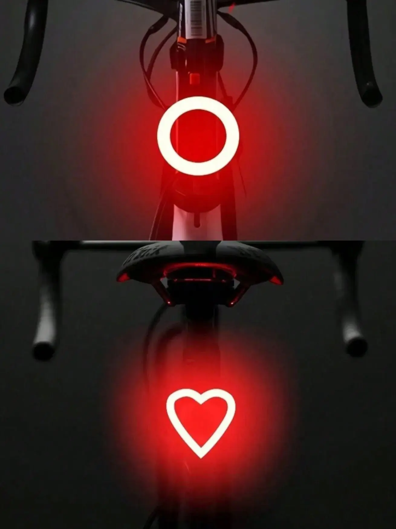 Luz de bicicleta recargable, luz de precaución trasera delantera de bicicleta Led redonda en forma de corazón, luz trasera de bicicleta impermeable para conducción nocturna, 1 ud.