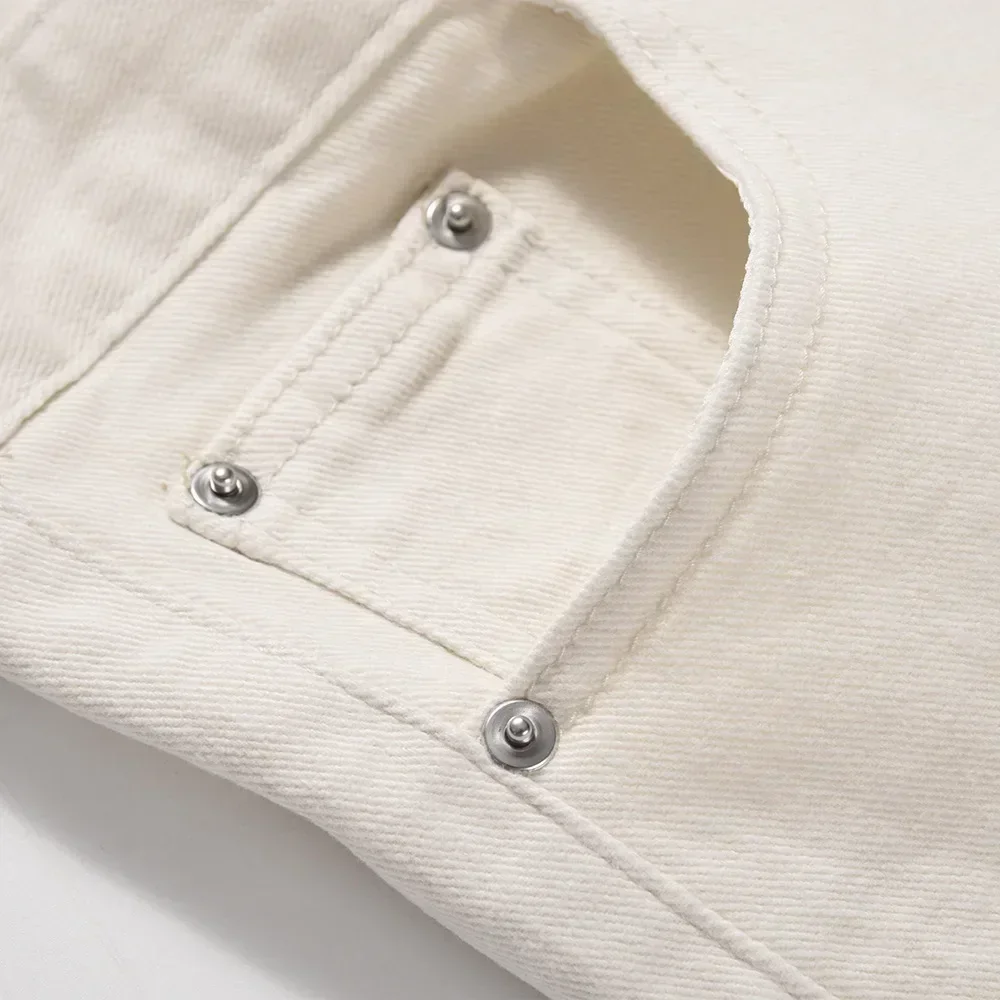 Men's American-style Solid-color Micro-flared Jeans with A Sense of Luxury, Hip-hop and Casual, Loose Long Pants.