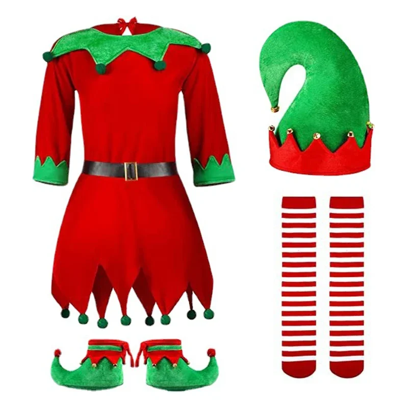 Baby Santa's Helper Fancy Dress Up New Year Xmas Child Kids Festive Outfit Girls Christmas Elf Costume Set